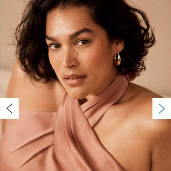 BHLDN Anthropologie Ruby Twist Halter Satin Gown Sz 16W NWT Rose Pink Sedona - Picture 2 of 6